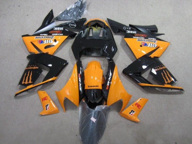 Affordable 2003-2005 Black Orange 3M Monster Kawasaki ZX10R Bike Fairings UK