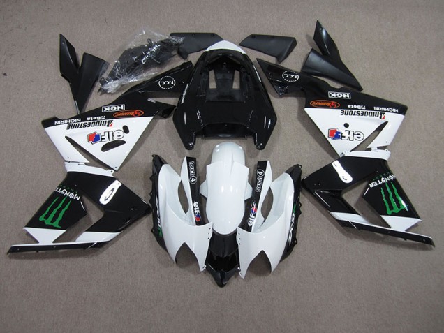 Affordable 2003-2005 Black White Monster Kawasaki ZX10R Motorbike Fairing UK