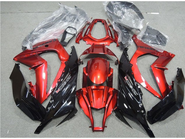 Affordable 2011-2015 Black Red Kawasaki ZX10R Moto Fairings UK