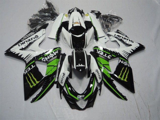 Affordable 2009-2016 Black White Green Monster Pizzoli Suzuki GSXR1000 Moto Fairings UK