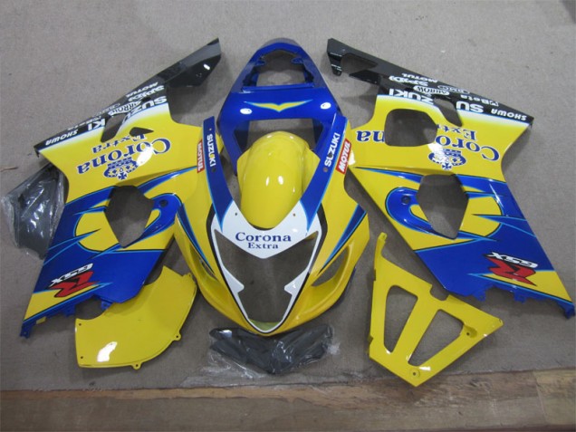 Affordable 2004-2005 Yellow Blue Corona Extra Suzuki GSXR600 Motorcycle Fairings UK